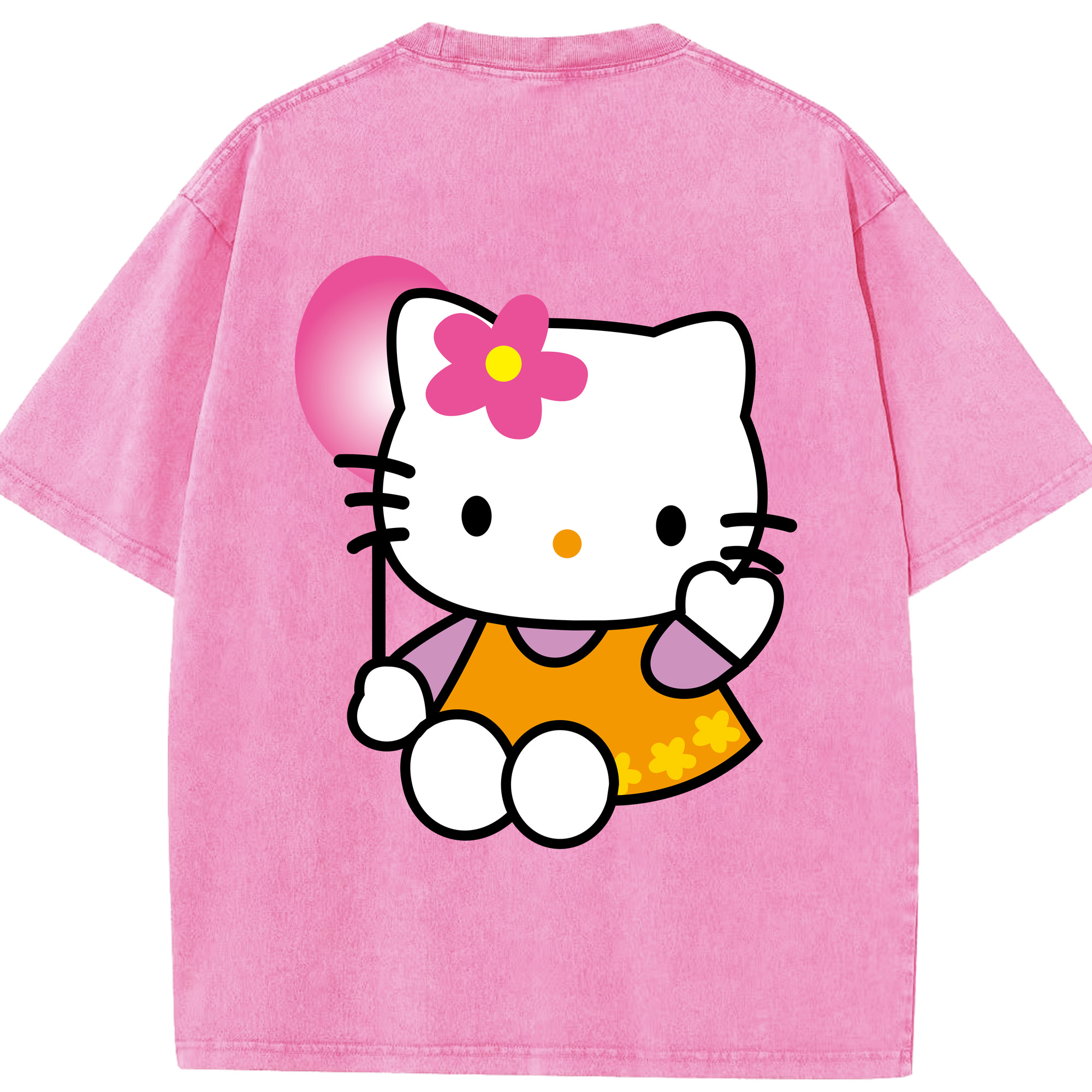（画像用） Hello Kitty ハローキティ 綿100% ヴィンテージ風 半袖Tシャツ（背面プリント）